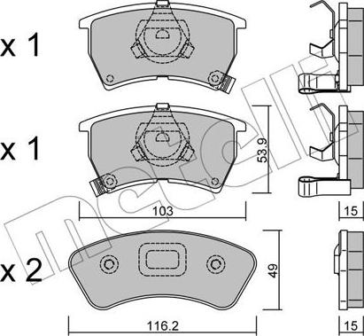 Metelli 22-0386-0 - Тормозные колодки, дисковые, комплект autospares.lv