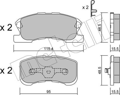 Metelli 22-0381-0 - Тормозные колодки, дисковые, комплект autospares.lv