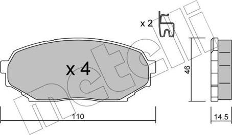 Metelli 22-0388-0 - Тормозные колодки, дисковые, комплект autospares.lv