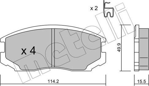 Metelli 22-0382-0 - Тормозные колодки, дисковые, комплект autospares.lv