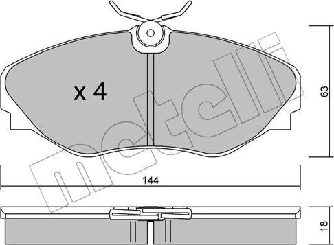 Metelli 22-0338-0 - Тормозные колодки, дисковые, комплект autospares.lv