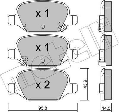 Metelli 22-0324-5 - Тормозные колодки, дисковые, комплект autospares.lv