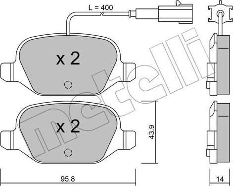 Metelli 22-0324-3 - Тормозные колодки, дисковые, комплект autospares.lv