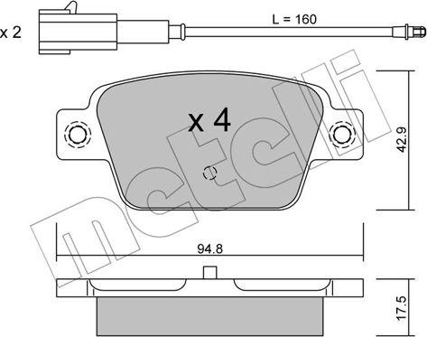 Metelli 22-0323-1 - Тормозные колодки, дисковые, комплект autospares.lv