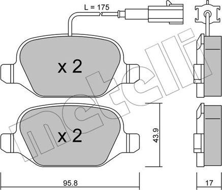 Metelli 22-0323-2 - Тормозные колодки, дисковые, комплект autospares.lv