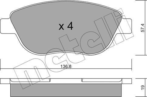 Metelli 22-0322-1 - Тормозные колодки, дисковые, комплект autospares.lv