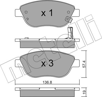 Metelli 22-0322-2 - Тормозные колодки, дисковые, комплект autospares.lv