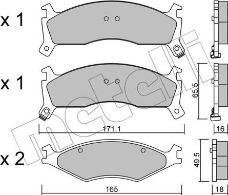 Metelli 22-0375-0 - Тормозные колодки, дисковые, комплект autospares.lv