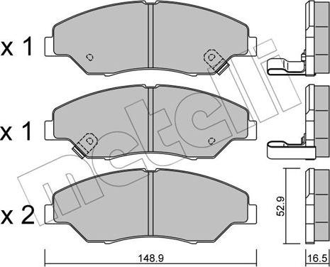 Metelli 22-0376-0 - Тормозные колодки, дисковые, комплект autospares.lv