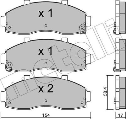 Metelli 22-0373-0 - Тормозные колодки, дисковые, комплект autospares.lv