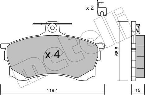 Metelli 22-0250-0 - Тормозные колодки, дисковые, комплект autospares.lv