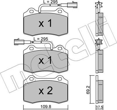 Metelli 22-0251-0 - Тормозные колодки, дисковые, комплект autospares.lv