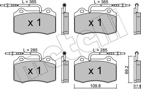 Metelli 22-0251-1 - Тормозные колодки, дисковые, комплект autospares.lv