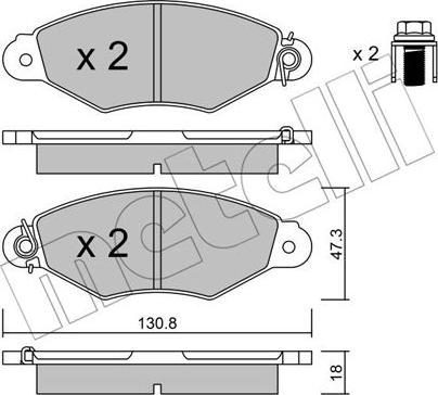 Metelli 22-0253-0 - Тормозные колодки, дисковые, комплект autospares.lv