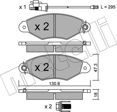 Metelli 22-0253-2 - Тормозные колодки, дисковые, комплект autospares.lv