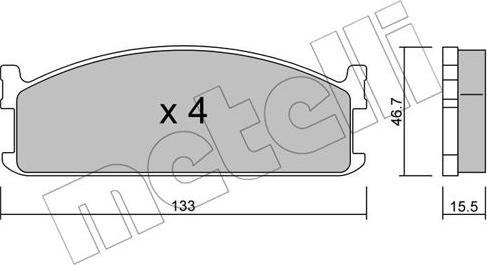 Metelli 22-0265-0 - Тормозные колодки, дисковые, комплект autospares.lv