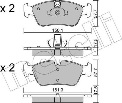 Metelli 22-0260-0 - Тормозные колодки, дисковые, комплект autospares.lv