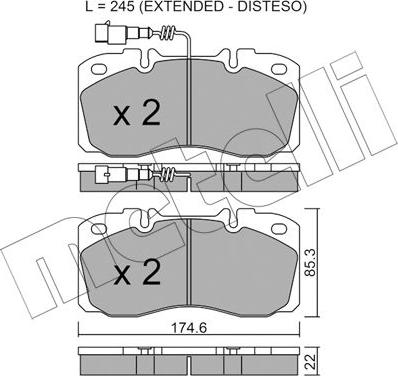 Metelli 22-0268-5 - Тормозные колодки, дисковые, комплект autospares.lv