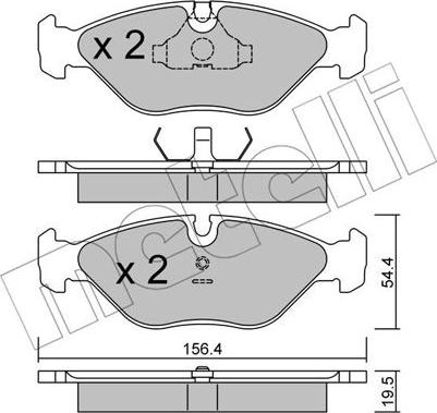 Metelli 22-0209-0 - Тормозные колодки, дисковые, комплект autospares.lv