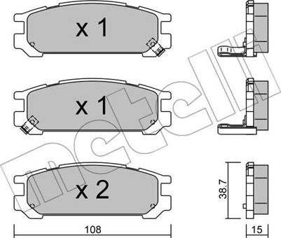 Metelli 22-0204-0 - Тормозные колодки, дисковые, комплект autospares.lv