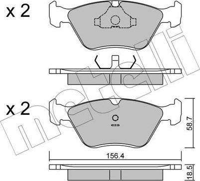 Metelli 22-0205-0 - Тормозные колодки, дисковые, комплект autospares.lv