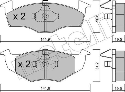 Metelli 22-0206-1 - Тормозные колодки, дисковые, комплект autospares.lv