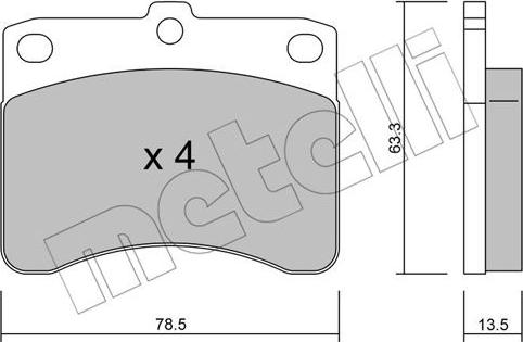 Metelli 22-0201-0 - Тормозные колодки, дисковые, комплект autospares.lv