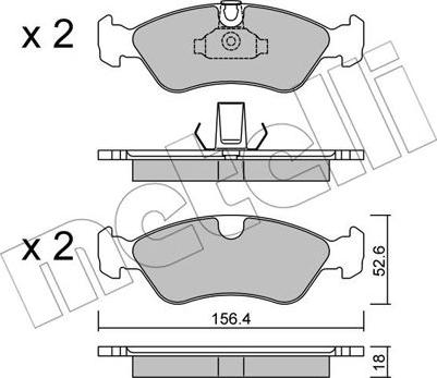 Metelli 22-0208-0 - Тормозные колодки, дисковые, комплект autospares.lv