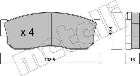 Metelli 22-0202-0 - Тормозные колодки, дисковые, комплект autospares.lv