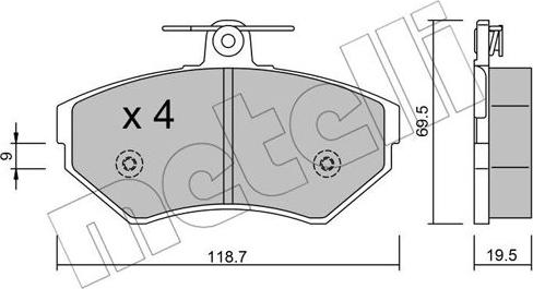 Metelli 22-0215-0 - Тормозные колодки, дисковые, комплект autospares.lv