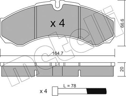 Metelli 22-0212-1 - Тормозные колодки, дисковые, комплект autospares.lv