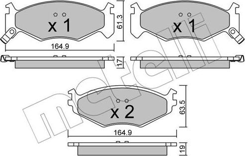 Metelli 22-0289-0 - Тормозные колодки, дисковые, комплект autospares.lv