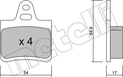 Metelli 22-0284-0 - Тормозные колодки, дисковые, комплект autospares.lv