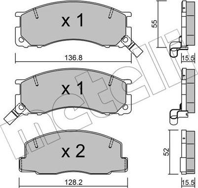 Metelli 22-0281-0 - Тормозные колодки, дисковые, комплект autospares.lv