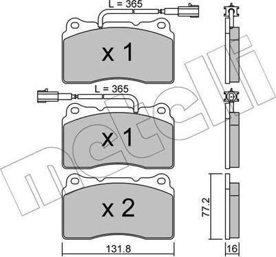 Metelli 22-0288-4 - Тормозные колодки, дисковые, комплект autospares.lv