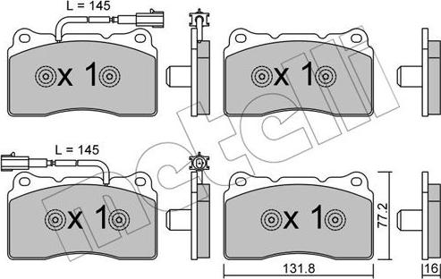 Metelli 22-0288-6 - Тормозные колодки, дисковые, комплект autospares.lv