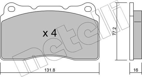 Metelli 22-0288-1 - Тормозные колодки, дисковые, комплект autospares.lv