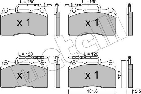 Metelli 22-0288-3 - Тормозные колодки, дисковые, комплект autospares.lv