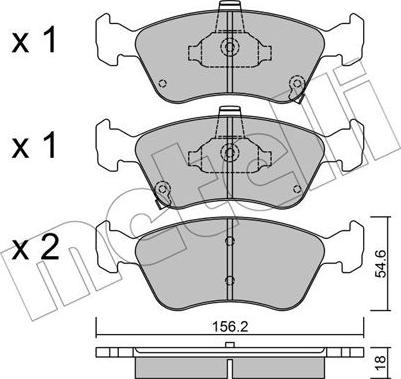 Metelli 22-0287-0 - Тормозные колодки, дисковые, комплект autospares.lv