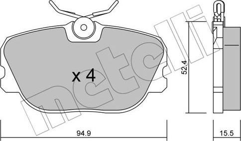 Metelli 22-0235-0 - Тормозные колодки, дисковые, комплект autospares.lv