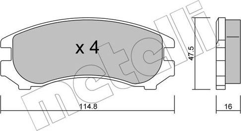 Metelli 22-0230-0 - Тормозные колодки, дисковые, комплект autospares.lv