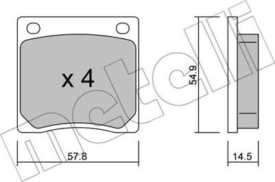 Metelli 22-0229-0 - Тормозные колодки, дисковые, комплект autospares.lv