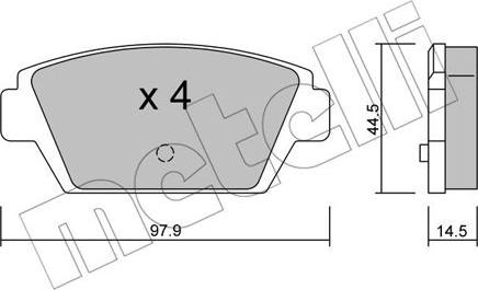 Metelli 22-0226-0 - Тормозные колодки, дисковые, комплект autospares.lv