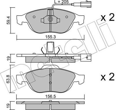 Metelli 22-0220-0 - Тормозные колодки, дисковые, комплект autospares.lv