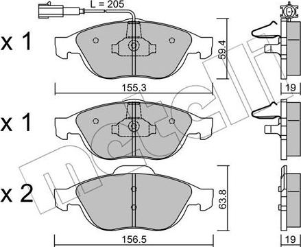 Metelli 22-0220-1 - Тормозные колодки, дисковые, комплект autospares.lv