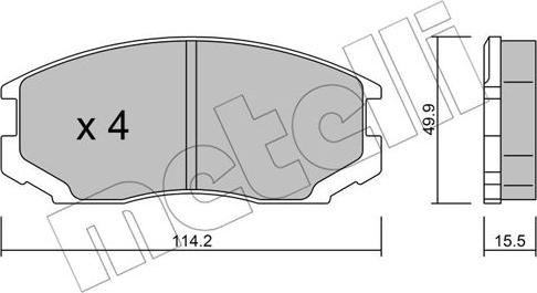 Metelli 22-0221-0 - Тормозные колодки, дисковые, комплект autospares.lv