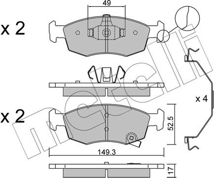 Metelli 22-0274-6 - Тормозные колодки, дисковые, комплект autospares.lv