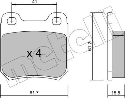 Metelli 22-0276-0 - Тормозные колодки, дисковые, комплект autospares.lv