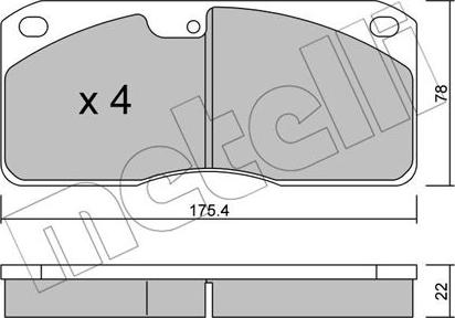 Metelli 22-0270-0 - Тормозные колодки, дисковые, комплект autospares.lv