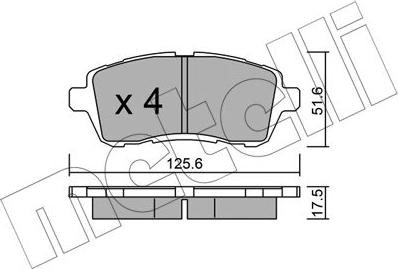 Metelli 22-0793-2 - Тормозные колодки, дисковые, комплект autospares.lv